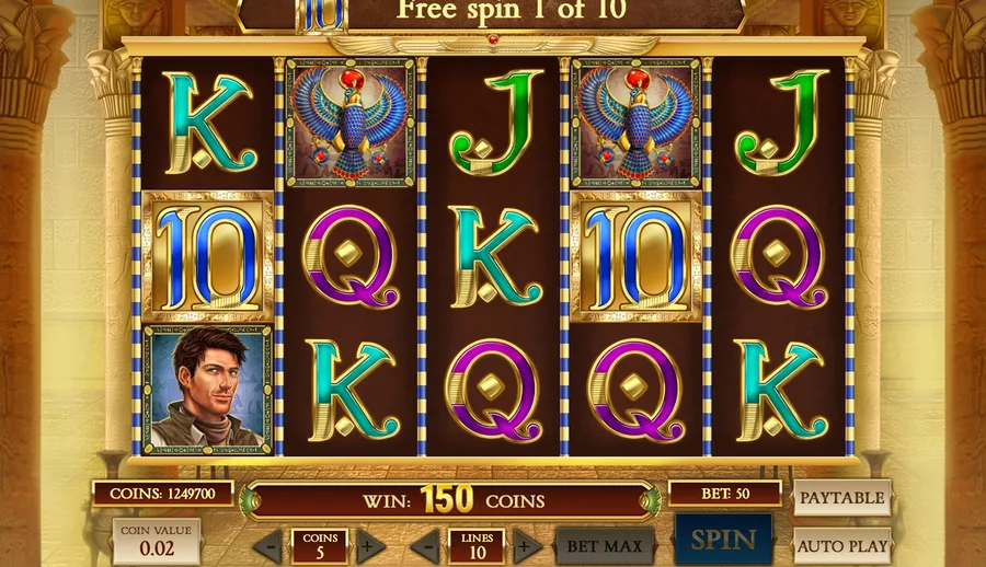 Book of Dead free spins running with the counter reading free spin 1 of 10 Book of Dead free spins running with the counter reading