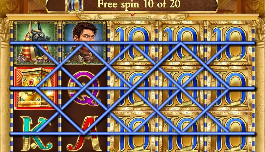 The ten symbol expanded across three reels of Book of Dead